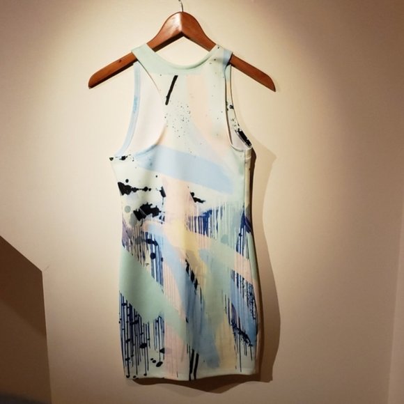 Zara Watercolor Bodycon Mini Dress small - Picture 3 of 5